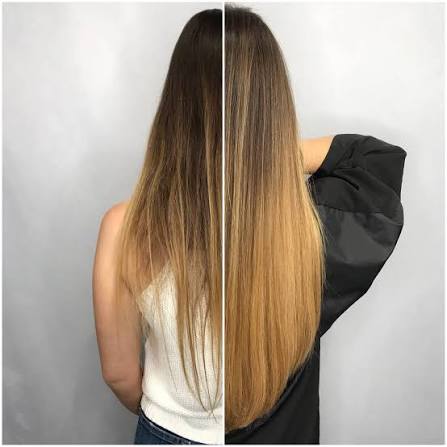 Different types and colours of hair extensions