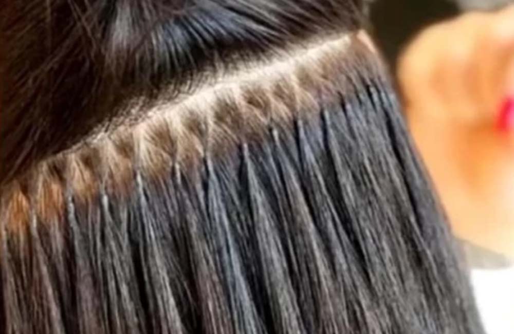 Micro Weaving in Irrum Manzil individual strand hair extensions